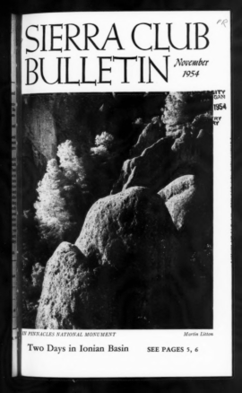 Sierra Club Bulletin 1954 Vol 39 No 9 November cover